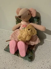 Linen Mouse Girl Doll Set (1:12 Scale)