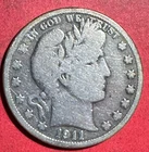 1911S US Barber SILVER Half Dollar "San Francisco" Mint! VG Details! Old US Coin