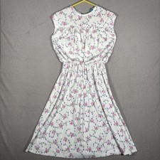 Vintage Debbie Bee Dress Women's Size XS/S Sleeveless Floral White 50s Style