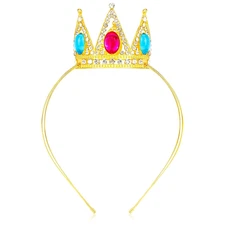 Princess Tiara Peach Crown for Women Girls, Red Blue Princess Halloween Cosplay
