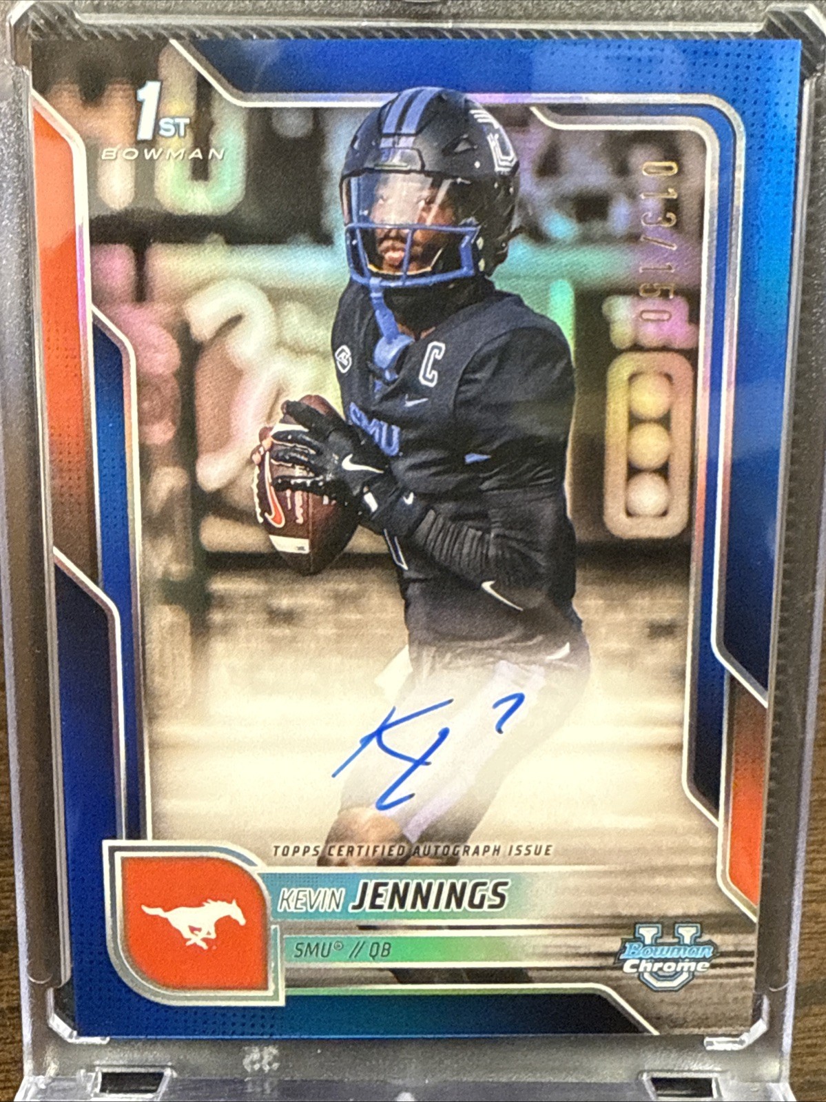 2025 Bowman Chrome University KEVIN JENNINGS 1st BLUE  #/150  SMU On Card Auto