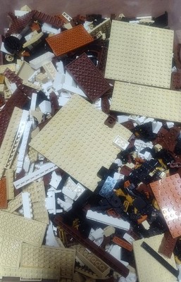LEGO 5 lb Cleaned Lot of Minecraft, Star Wars & City, Tan, Gold & Black Mix