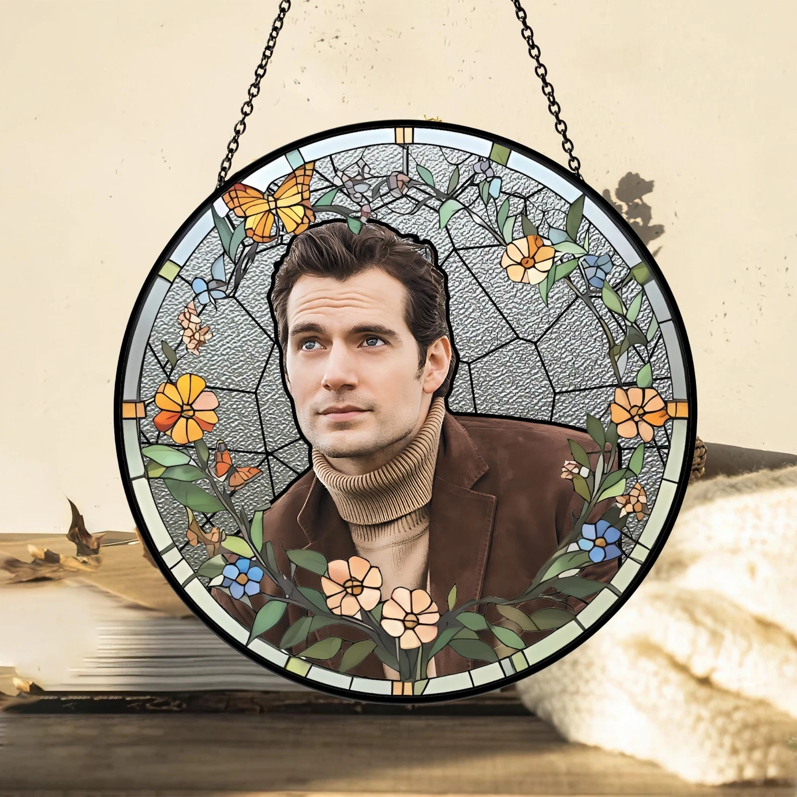 Henry Cavill Stained Glass Suncatcher -Home Window Hanging Ornament