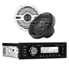 Clarion M508 Marine Single Din with CMS-651-CWB 6.5-inch Marine Coaxial Speak...