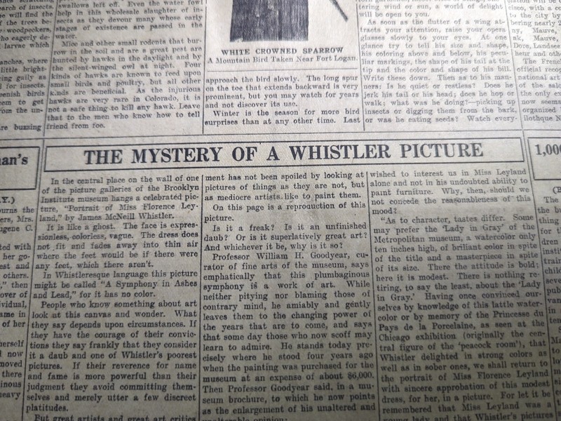 DEC 11, 1910 NEWSPAPER #2444- THE MYSTERY OF A JAMES MCNEILL WHISTLER PICTURE 