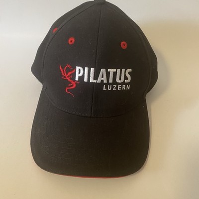 Pilatus Luzern Hat Cap Strap Back Black Red Embroidered Dragon Mens Switzerland