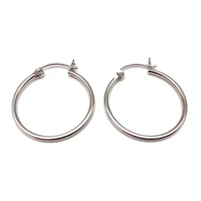 Sterling Silver Plain Round 1.5mm Hoop Earrings with Snap Post Jewelry