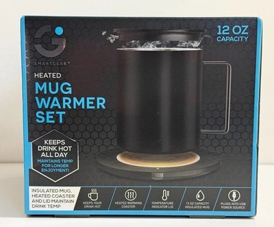 SmartGear Heated Mug Warmer Set 12oz Capacity Insulated Heated Coaster and Lid
