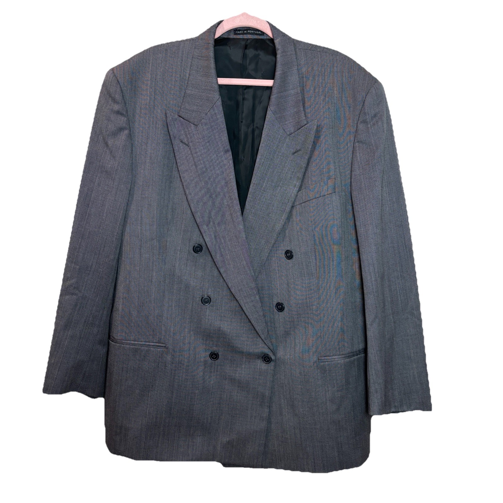 Yves Saint Laurent YSL Blazer Doppiopetto Cappotto Giacca Lana Unisex 48 49 Grigio