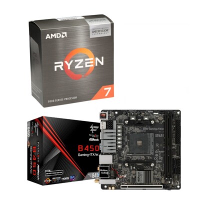 AMD Ryzen 7 5700X3D CPU + ASRock Fatal1ty B450 Gaming-ITX/ac AMD AM4 Motherboard