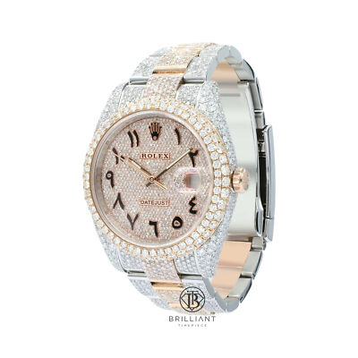 Rolex Datejust II 41mm 126333 Pave Arabic Dial Iced Out Watch 25.5 CT