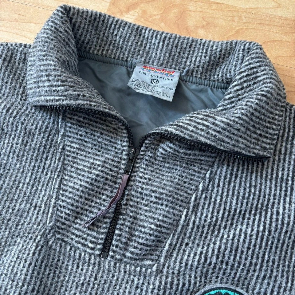 Vintage Rip Curl 80s Quarter Zip Pullover Fleece RARE Medium Striped Surfing - Image 4 of 4