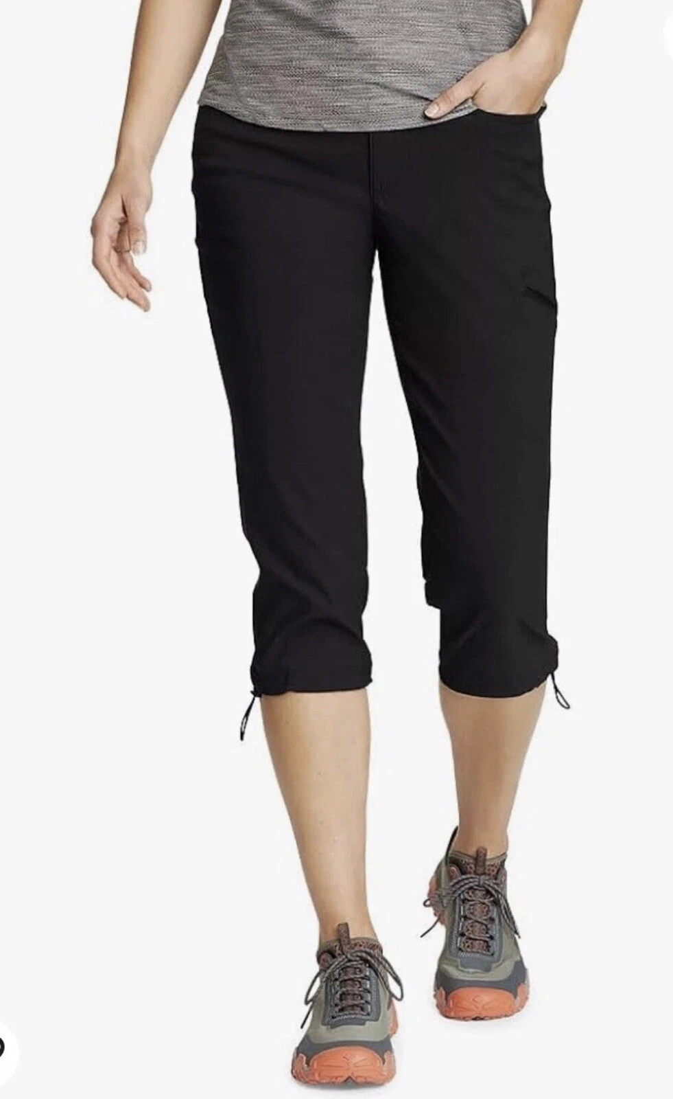 Womens eddie bauer Waterproof Rainier Active Capris Size 6-Black