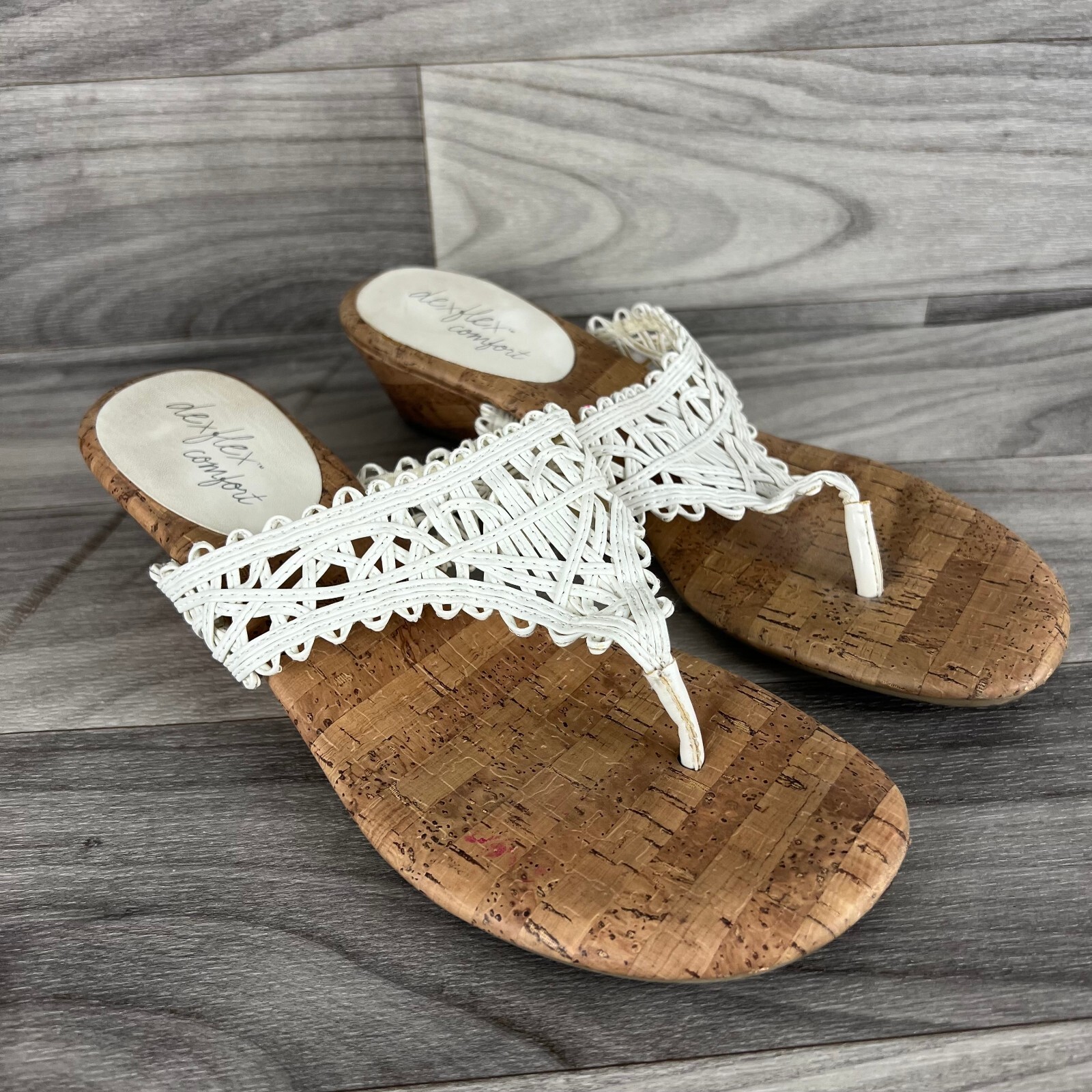 APL Sandali donna Dexflex comodi infradito 8 bianchi uncinetto tacco zeppa donna