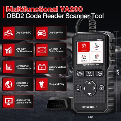 Kingbolen YA200 Auto OBD2 Diagnostic Scanner Car Check Engine Light Code Reader