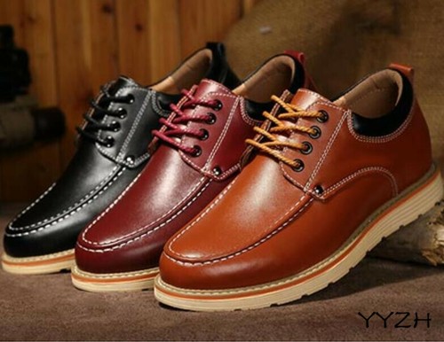 Mens Height Increasing Retro Leather Trend Shoes Casual Invisible Elevator Shoes - Picture 7 of 14