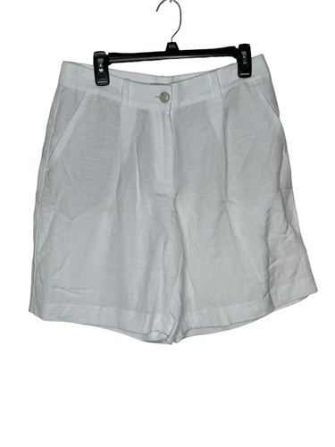 Loft Women's Shorts Bermuda Summer Linen Blend Hi-Waited White Sz. 6 NWT