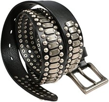Mens Studded Casual Italian Cowhide Leather Belts for Jeans Punk Rock Rivet Belt