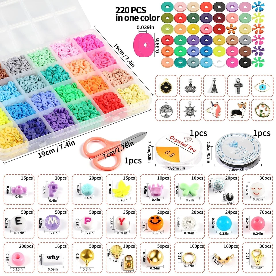 12000 шт. глиняные плоские бусины, сделай сам ювелирные изделия браслеты ожерелье набор - Изображение 2 из 4