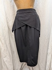 Vintage Black Draped Viscose Textured Skirt by Gianni Versace Size M