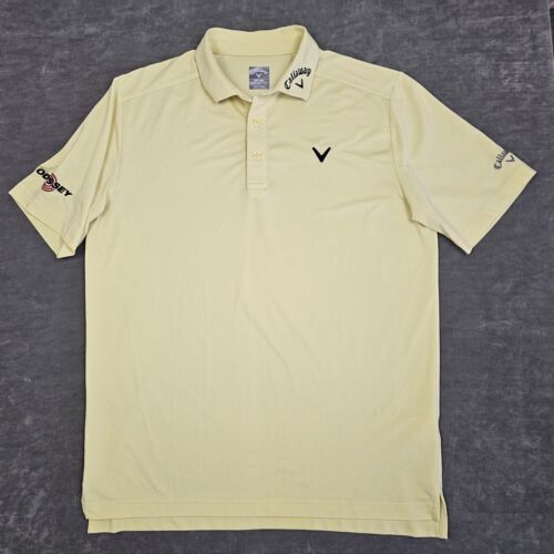 Callaway Poloshirt Herren Medium gelb Tour Issue Odyssey Logo Golf Stretch