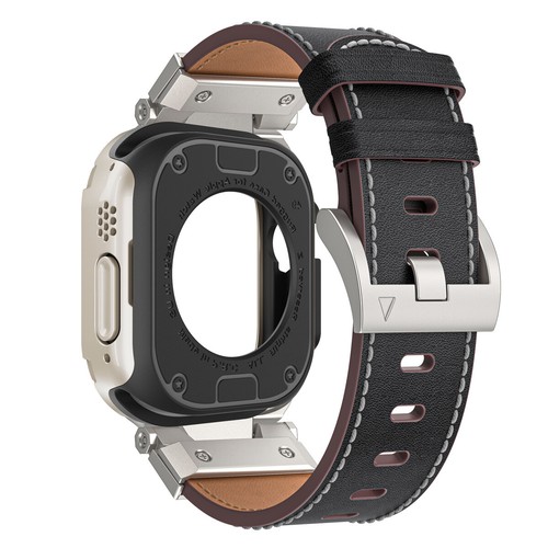 Funda TPU con conectores metálicos correa de cuero para Apple Watch Ultra2 49 mm 98765 44/45 mm - Imagen 10 de 13