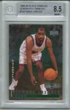 1998-99 UD Black Diamond Vince Carter RC Rookie QUADRUPLE Diamond #42/50 BGS 8.5