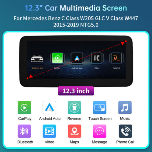 12.3' Wireless CarPlay Touch Screen Stereo NTG5.0 For Benz C W205 X253 V W447 RT - Bild 4 von 15
