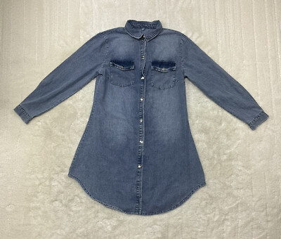 Juniors/Teens Size M Long Sleeve Snap Up Denim Mini Dress | eBay