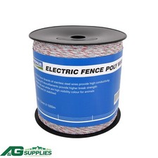 Premium 2.3mm x 1000M Electric Fence Poly Wire 10 Strands S/Steel Wire Polyrope