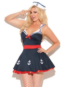 Plus Size Sexy Sailor Costume Elegant Moments 9967X + LA1278Q Pantyhose Bonus