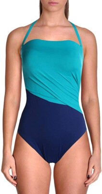 LAUREN Ralph Lauren Womens 183886 Color Block Bandeau One Piece
