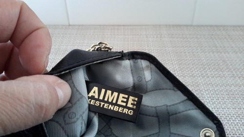 AIMEE KESTENBERG Small Black Leather Coin Card Key Pouch Purse Chain Pre-owned - Picture 9 of 12