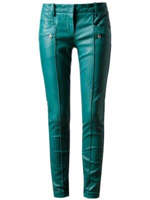 $5K+ Balmain Ladies Quilted LEATHER Skinny Biker Jeans Pants