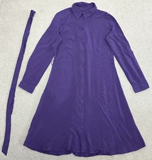 Ichi Kala Shirtdress Sz 36 Button Front Purple Chemisier Long Sleeve Eggplant