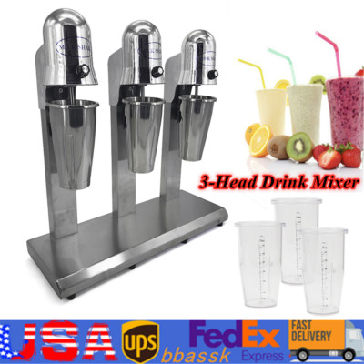 540W Milkshake Maker Machine Triple Head Malt Maker Stainless Steel Drink Mixer