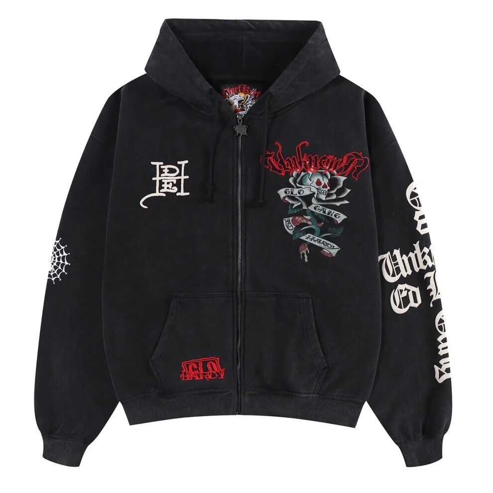 Chief Keef Ed Hardy Unknown London Full Print Zip Hoodie Chief Keef Ed Hardy Unknown London Full Print Zip Hoodie