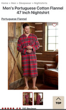 The Vermont Country Store Mens Red V-Neck Flannel Cotton Night Shirt Size Large