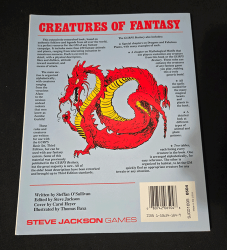 Libro complementario GURPS Fantasy Bestiary RPG juegos de Steve Jackson juegos de rol #6504 - Imagen 2 de 2