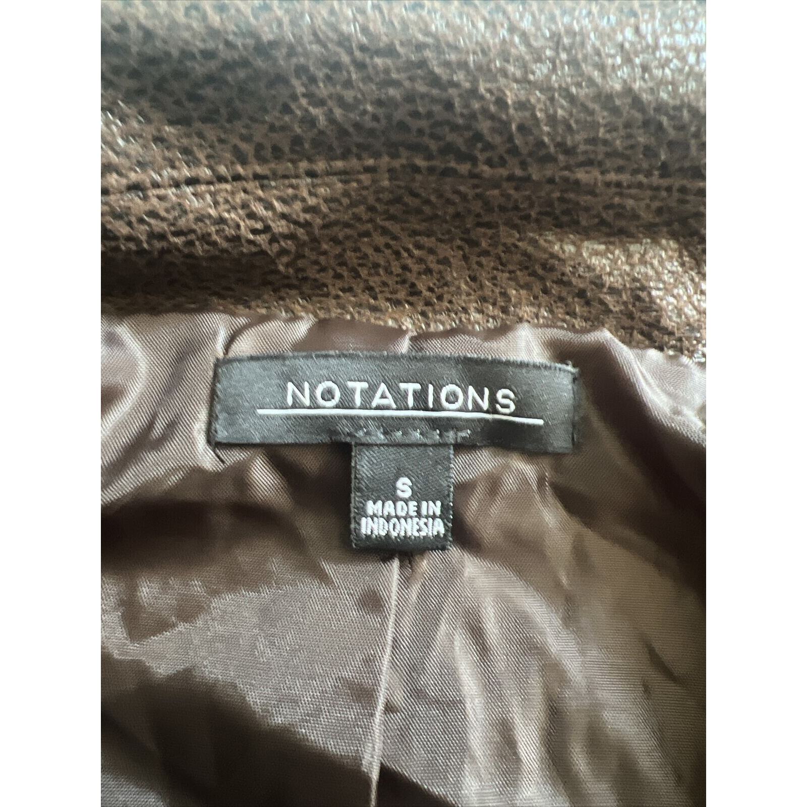 Womens Notations Open Front Jacket Small Faux Lea… - image 7