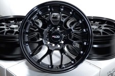 Kudo Racing Z16 16x7 5x100 5x114.3 38mm Full Black Wchrome Rivets Wheels Rims