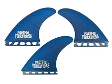 Pacific Vibrations Am Large SURFBOARD TRI FIN fits Futures Honeycomb 3 Fins Blue