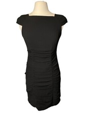 Nanette Lepore Little Black Dress Ruched Above Knee Crepe Cap Sleeve Size 4