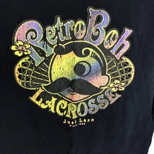 Retro Boh Mr. Boh Lacrosse Club T-shirt Size M Black Tee