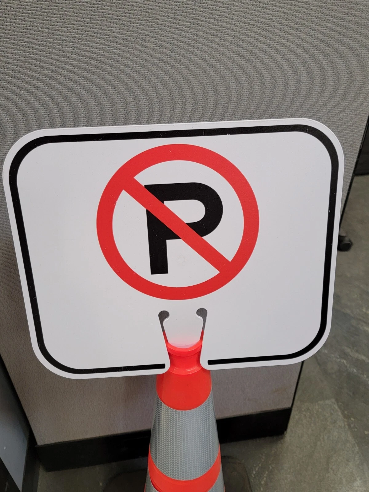 Uline Plastic Traffic Cone Sign, "NO PARKING" Temporary Portable Sign For Cones image 12