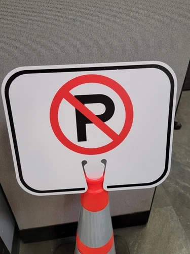 Uline Plastic Traffic Cone Sign, "NO PARKING" Temporary Portable Sign For Cones image 12