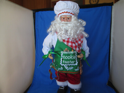North Pole Bakery Santa Standing Figure COOKIE TASTER W/ Gingerbread Man 18'' NEW