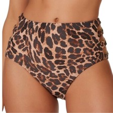 NWT Bar III Women's Beach Cheetah Printed High Rise Bikini Bottoms Size S