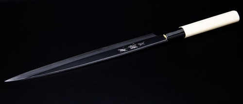 Sakai Ajin Yanagi Sushi Sashimi Cuchillo Yasuki Hagane Acero al carbono Hecho en Japón - Imagen 12 de 18