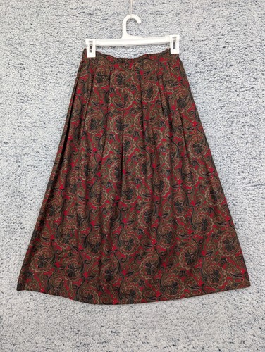 Maxi Falda De Colección David Brooks Talla 4P Paisley Plisada Western Cottagecore Boho Roja - Imagen 1 de 13